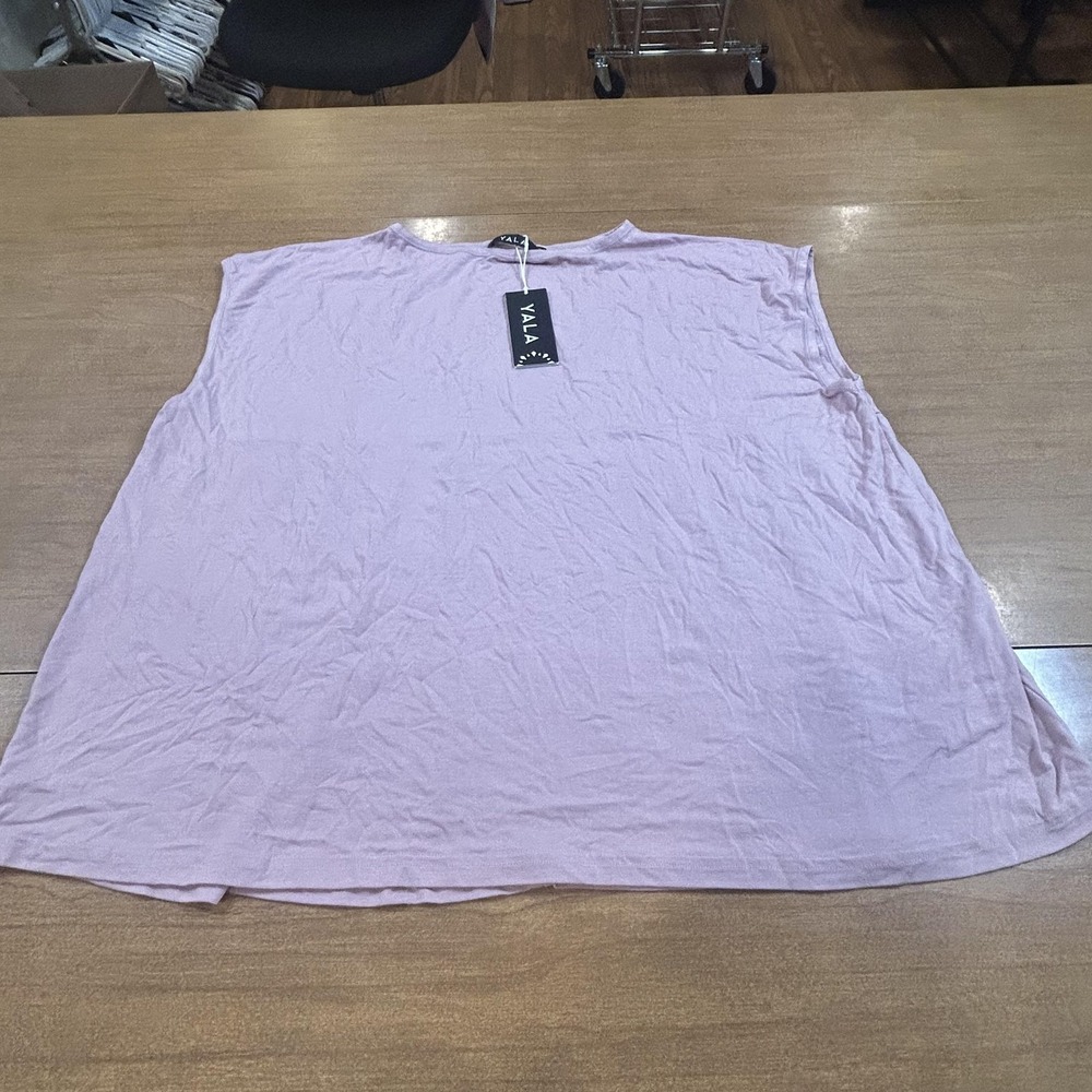 Yala Tank Top Womens XL Pink Bamboo Viscose Jersey Crew Neck Sleeveless Soft